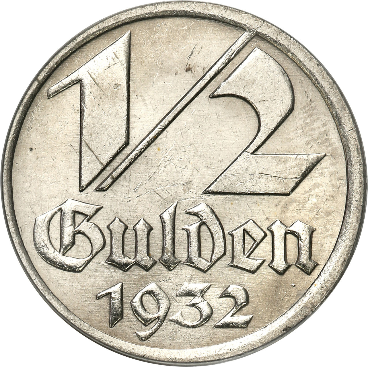 Wolne Miasto Gdańsk / Danzig. 1/2 Guldena 1932 PCGS MS64 (2 MAX) - PIĘKNE